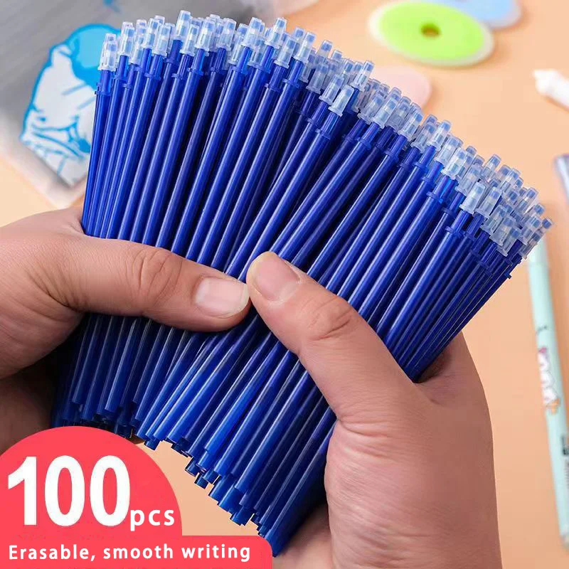 

100pcs/set 0.5mm Gel Pen Erasable Refill Full Needle Tube Blue Black Ink Writing Painting kawaii Stationery School Supplies