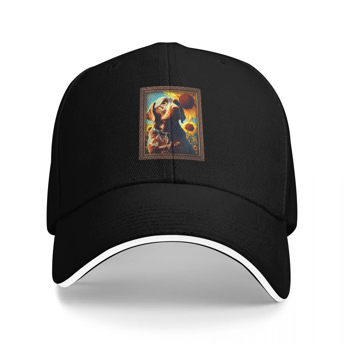 Chocolate Labrador Sunflower Painting Adorable Dog Baseball Cap Sun Cap Unique hats Cosplay Woman Men's