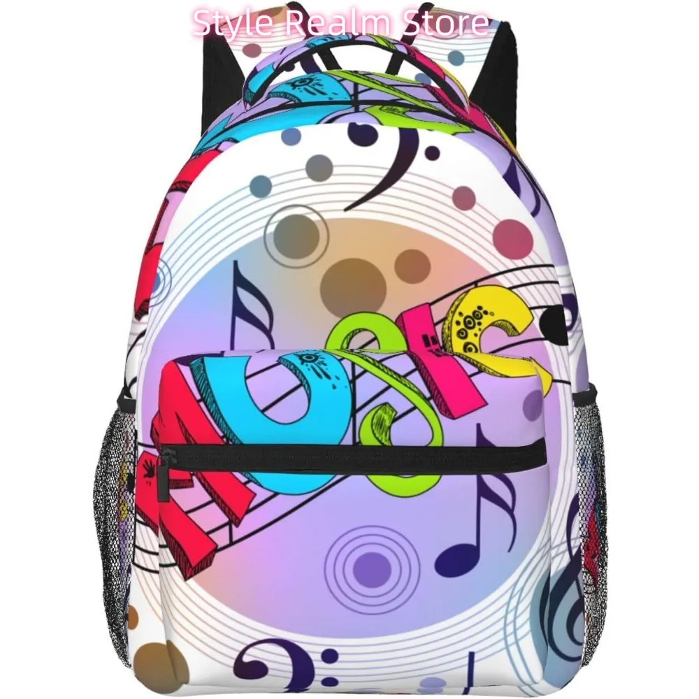 

Colorful Cute Music Notes Lightweight Laptop Backpack Lightweight Multipurpose Travel Casual Daypack Unisex College Backapcks fo