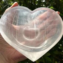 Natural selenite bowl Heart,quartz crystal Energy Heart, Mineral Reiki charging healing bowl,Demagnetization meditation divinati