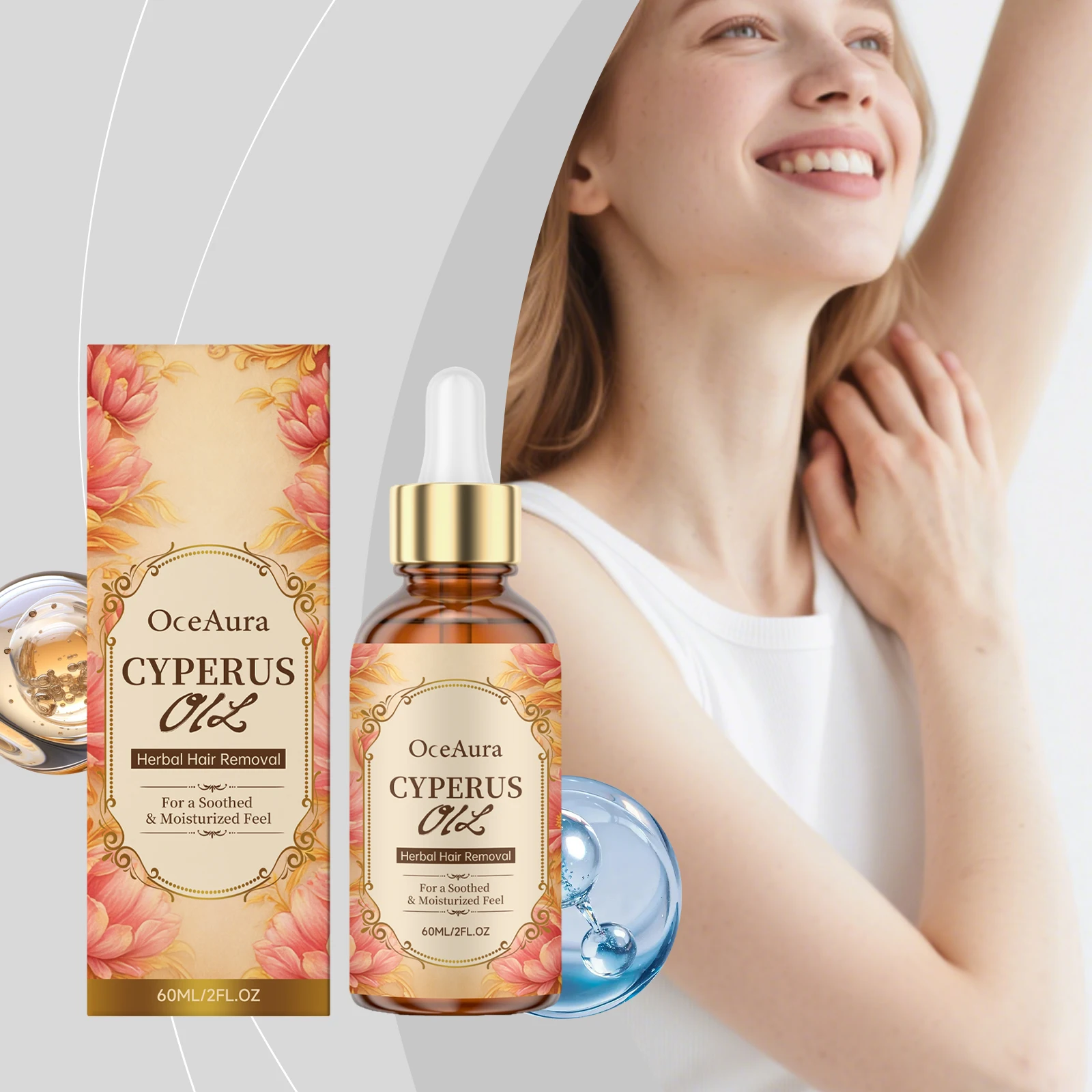 Aceite para Después del Afeitado Cyperus Rotundus, Suaviza la Piel, Inhibe el Crecimiento del Vello, Repara la Barrera Cutánea, Hidratación Profunda, Aceite Depilatorio