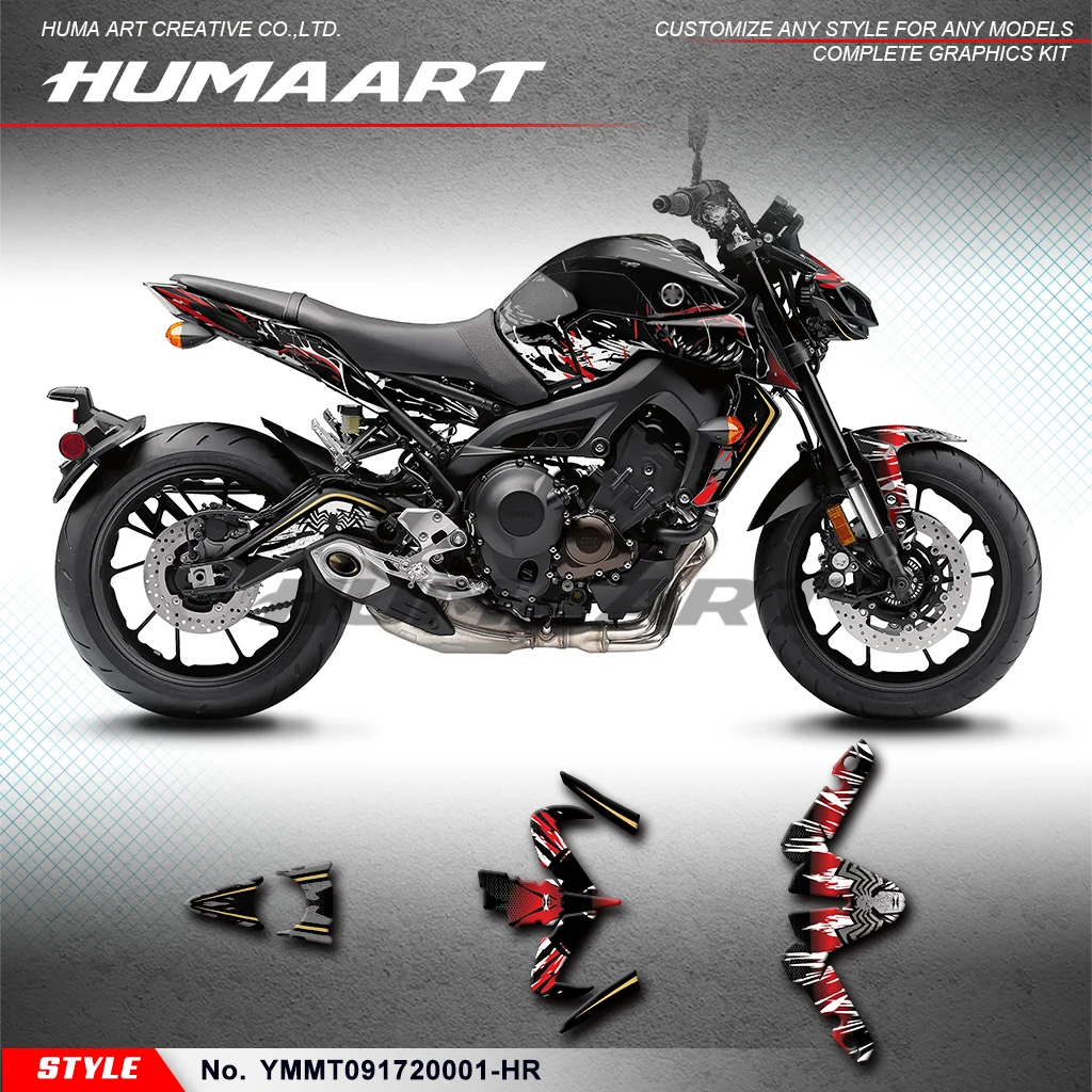 

HUMMART Racing Sticker Skin Graphics Kit для Yamaha MT09 FZ09 2017 2018 2019, YMMT091720001-HR