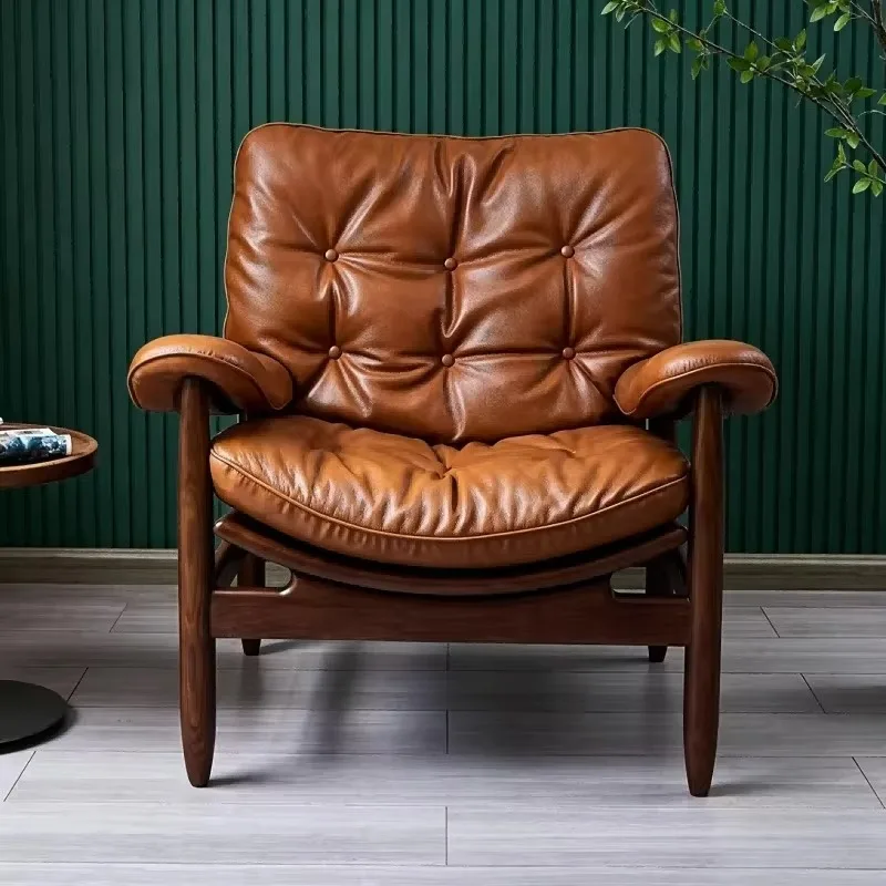 YZ-24  vintage style single seat solid wood villa vintage living room balcony lounge lounge sofa chair