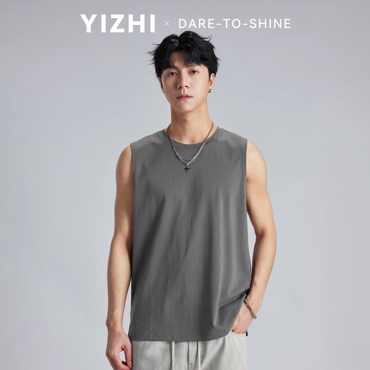 2026 Summer Men's Loose Sleeveless Vest Solid Color Breathable Skin-Friendly Casual Athletic Tank Tops