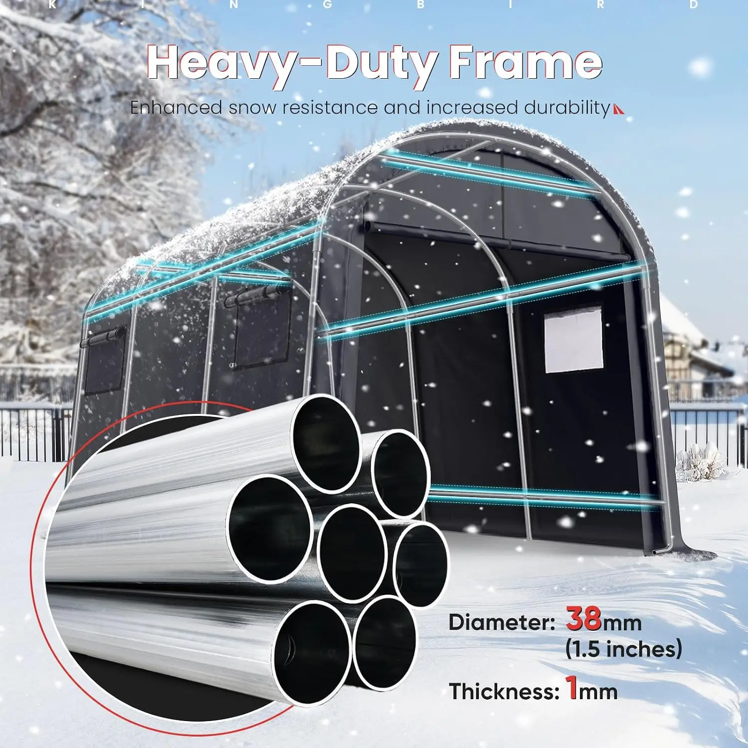 10'x15' Round Carport Shelter Heavy Duty Portable Storage Shed with Roll-up Ventilated Windows for Boat & Lawn Mower, Customized