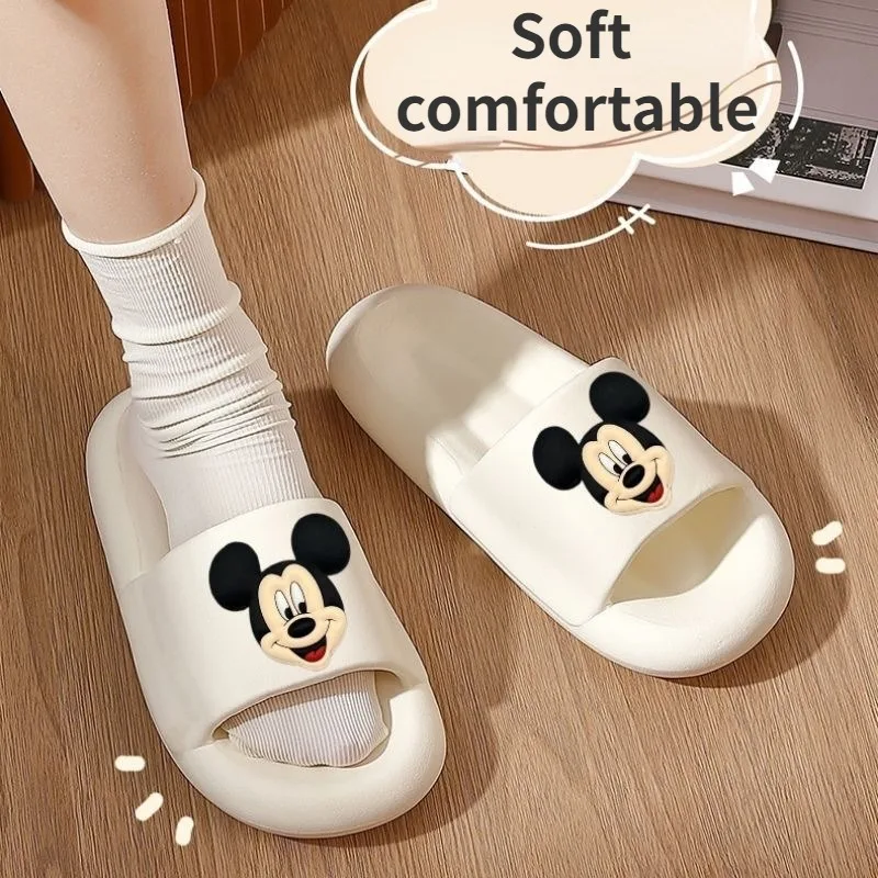 Disney Mickey Mouse pantofole donna uomo Cartoon Summer Home scarpe con fondo spesso coppia carina Outdoor Beach Kawaii pantofole sandali