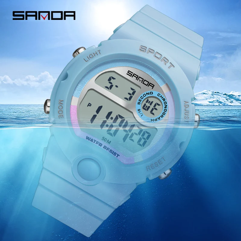 Fashion Sanda Top Brand Casual Women\'s Sports Watches Waterproof Led Digital Electronic Waterproof Female Clock Relogio Feminino