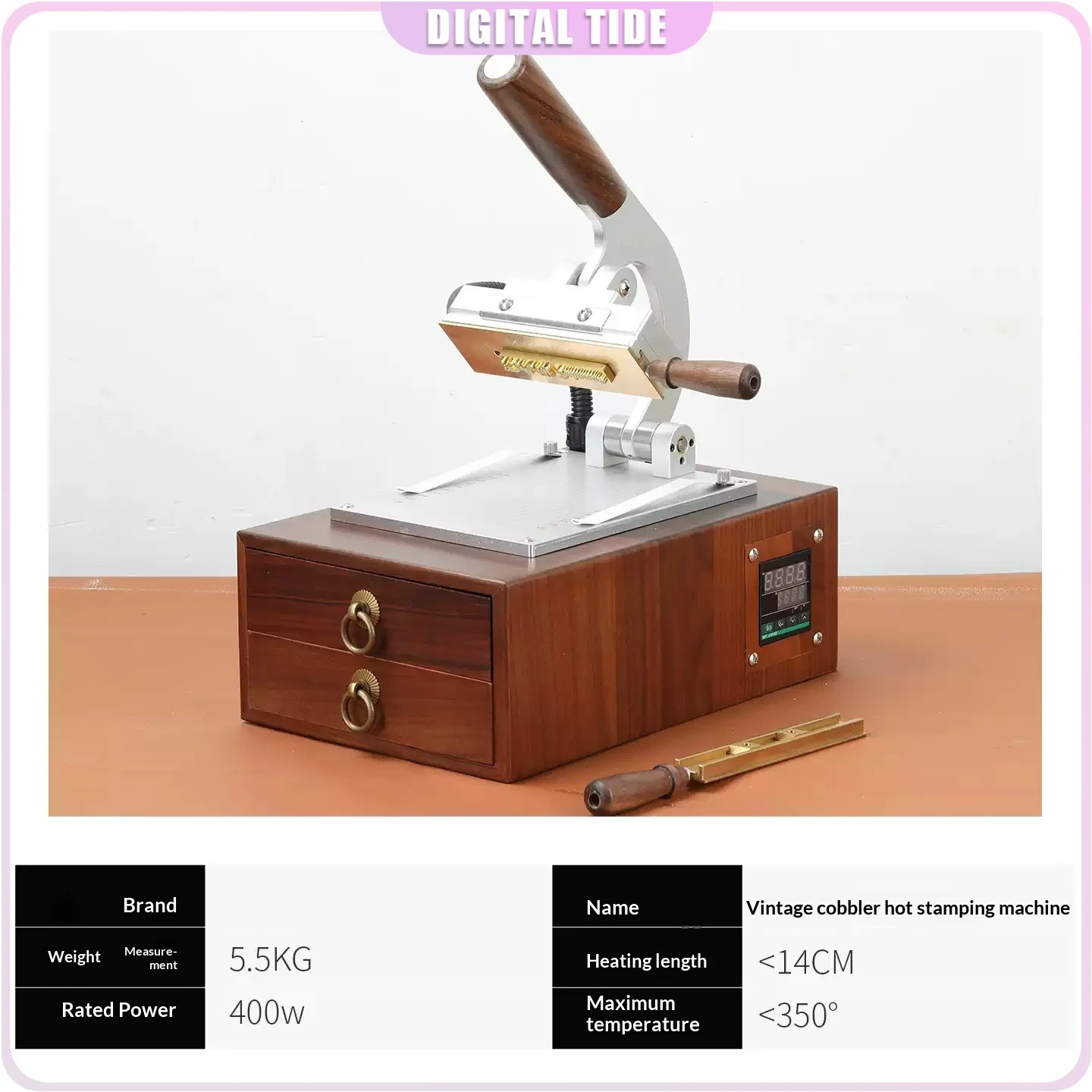 

Настольный пресс для горячего тиснения WT-90XT с деревянным ящиком для хранения, для ПВХ, дерева, кожи, бумаги, пластика, нанесения логотипов, букв и фольгирования