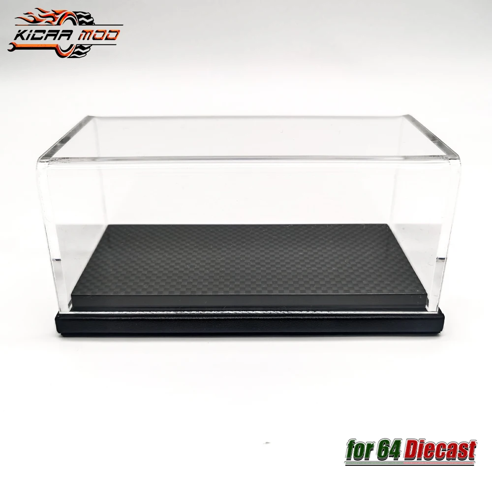 1/64 Model Car Display Box Carbon Fiber Base Acrylic Diorama Garage Model Scene Toys Set Gifts For Collection(Without cars)