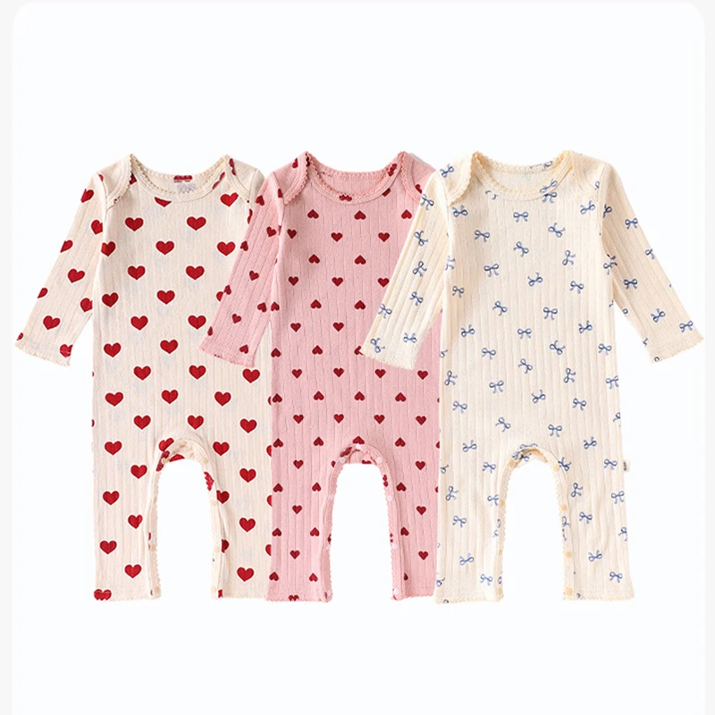 2025 New Autumn 0-24M Baby Girl Clothing Infant Baby Girls Jumpsuit Long Sleeved Cotton Print Toddler Baby Girl Romper
