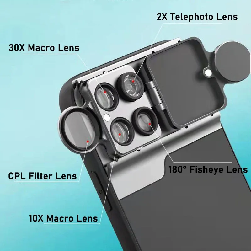 Imagem -03 - Kit para Iphone Lente Super Macro Cpl Fisheye Lente Teleobjetiva para Iphone 15 Pro Max 13 Pro Max 14 Plus 20x