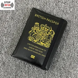 New Rfid British Passport Cover with Elastic Band Cover of United Kingdom Passport Wallet Travel Accessories Organizer