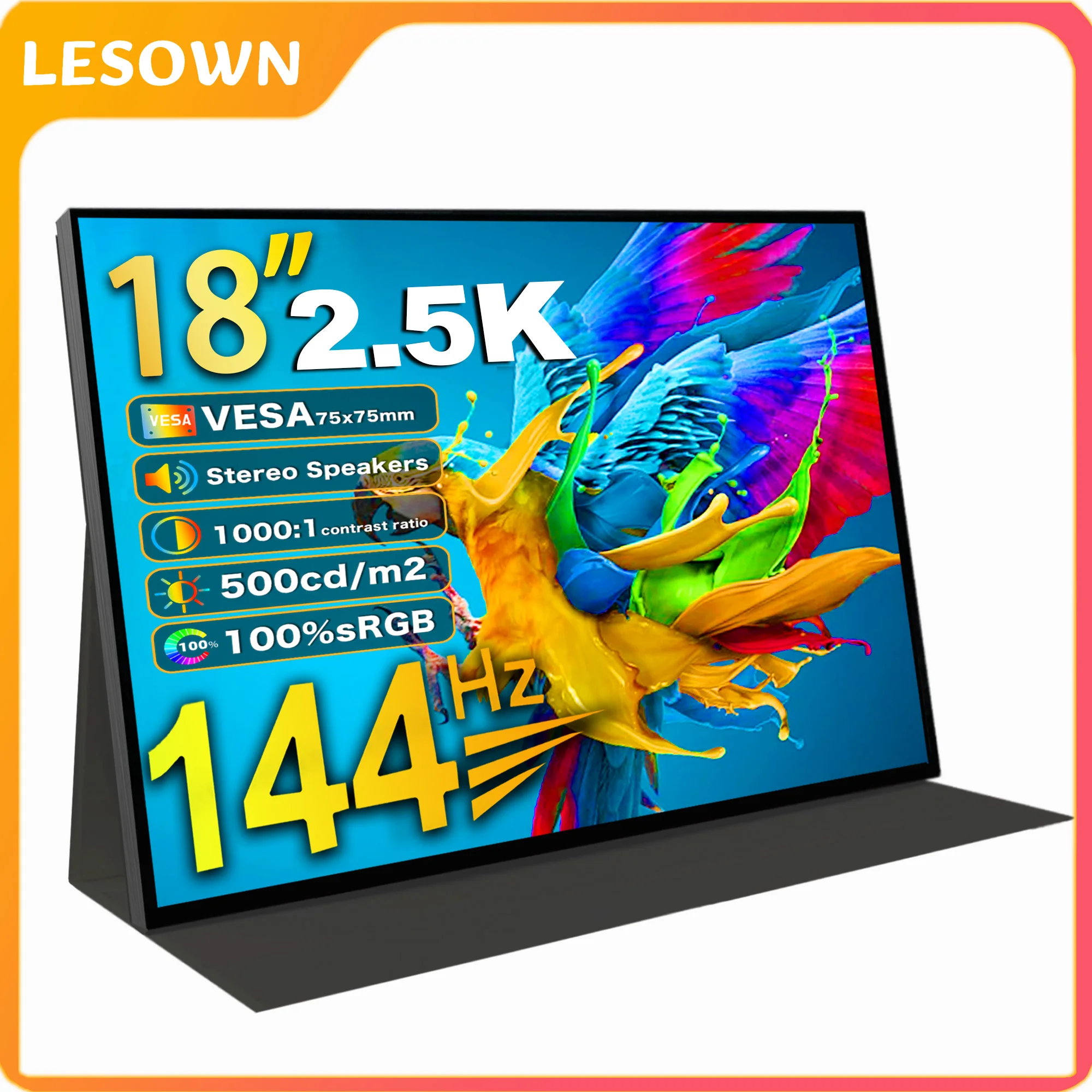 LESOWN 18-Inch Laptop Auxiliary Display  USBC & HDMI Secondary LCD Portable Monitor 2560x1600 IPS Side Monitor for Work Laptop