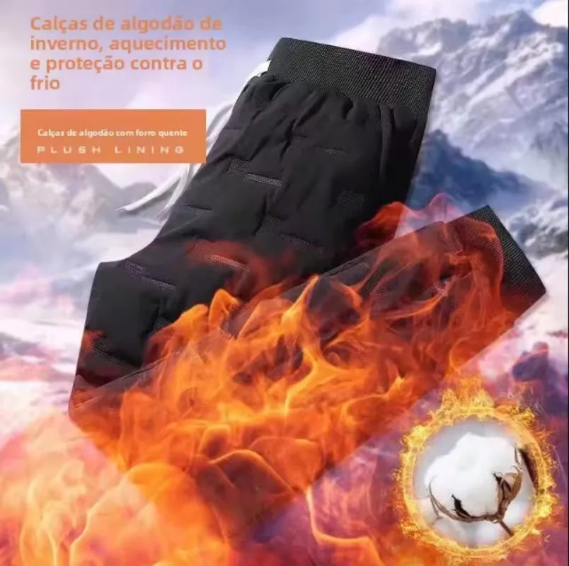 

Men's Down Pants Thi Winter Outerwear Du Goose Feather Elastic Warm Trousers Long Casual Sle Dstring Waist Youth Fas...