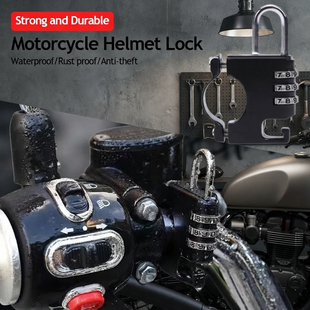 Motorradhelm-Schloss Diebstahlsicherung 3-stellige Zahlenkombination Lenker-Scooter-Sicherheit Fahrradzubehör