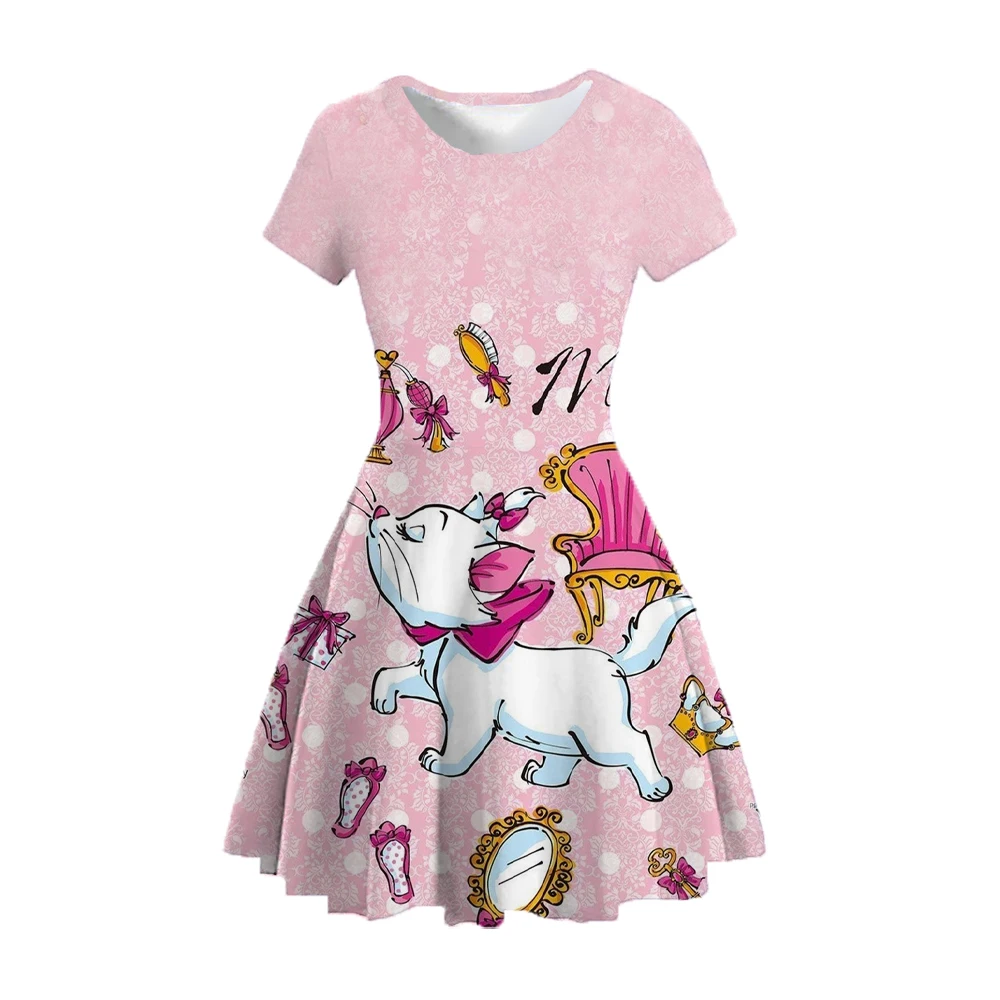 Marie cat series childlike funny cute girl dress cartoon print sweet gentle pleated skirt versatile short skirt