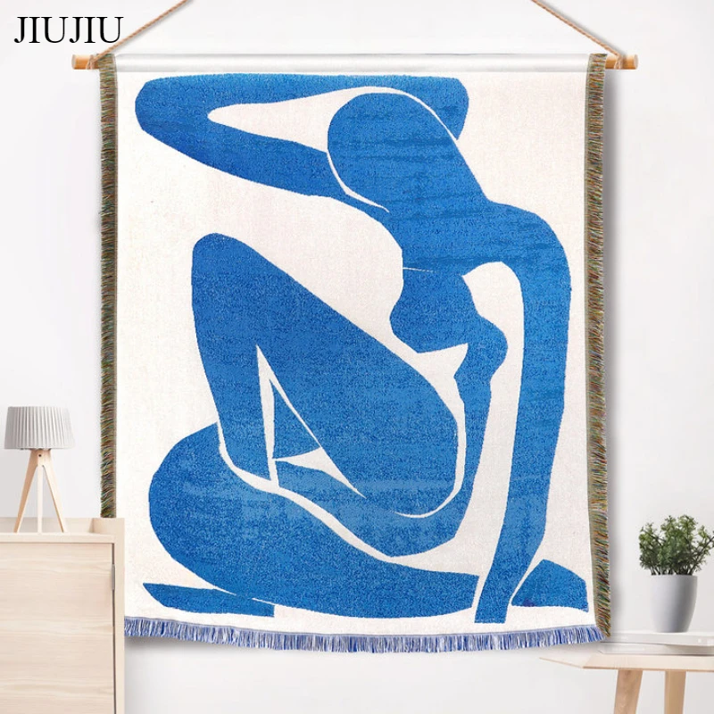 

160x130cm Ins Style Throw Blanket for Sofa Bed Vintage Knitted Tassels Tapestry Jacquard Camping Blankets Outdoor Pinnic Mat