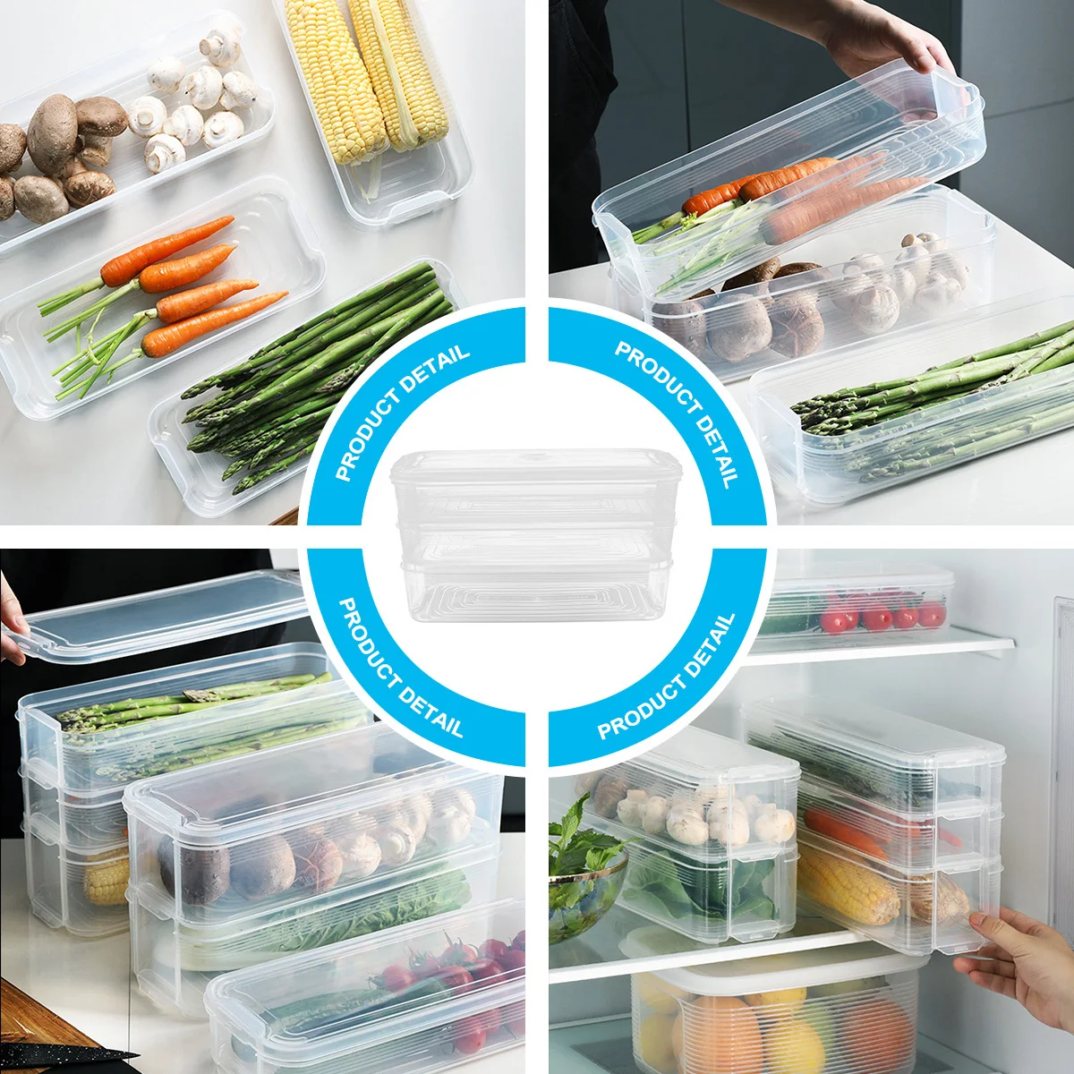 

Food Storage Containers Clear Plastic Boxes Vegetable Crisper Refrigerator ganizer Dumpling Boxes Preservation Box Home Storage