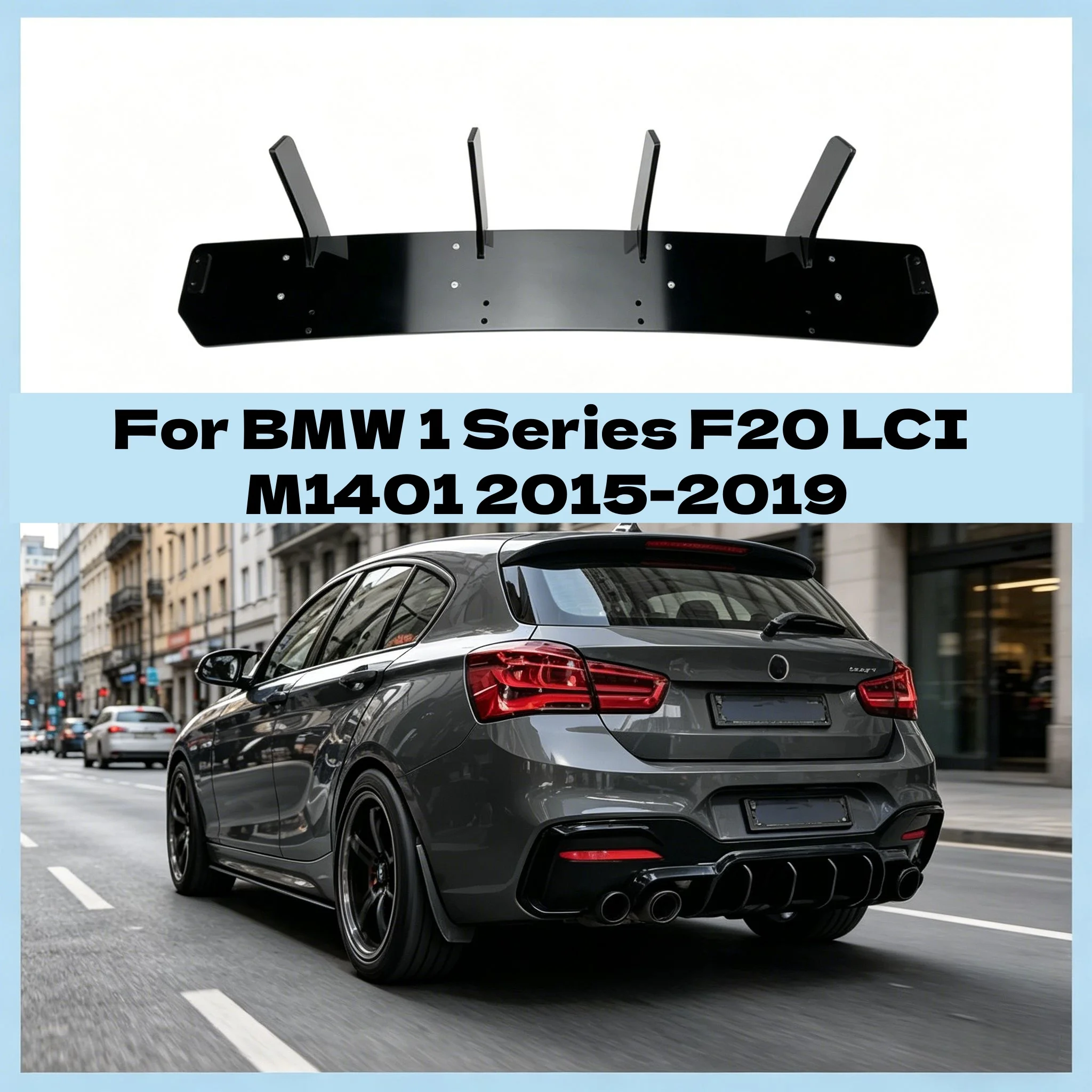 Car Rear Bumper Diffuser Side Splitter Spoiler Lip For BMW 1 Series F20 LCI M1401 2015-2019 Bodykits Tuning Parts