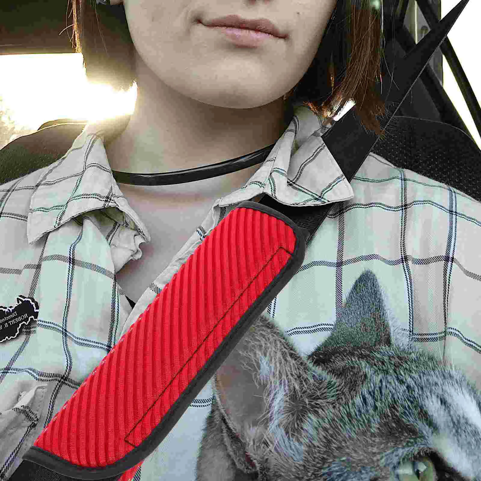 2 Pcs Car Shoulder Cover Auto Strap Pads Cushion for Women Breathable 2300X650X040CM Accessories Red