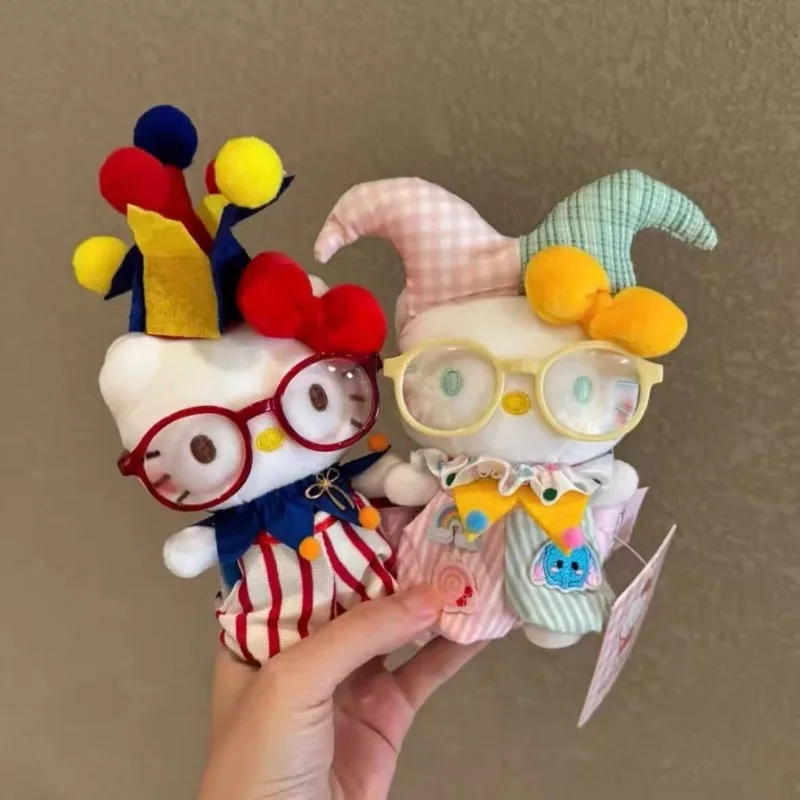 

Kawaii Sanrio Hello Kitty Circus Costume KeyChain Anime Eyeglasses Toys Doll Keyring Bag Charm Bag Accessory Girl Birthday Gift