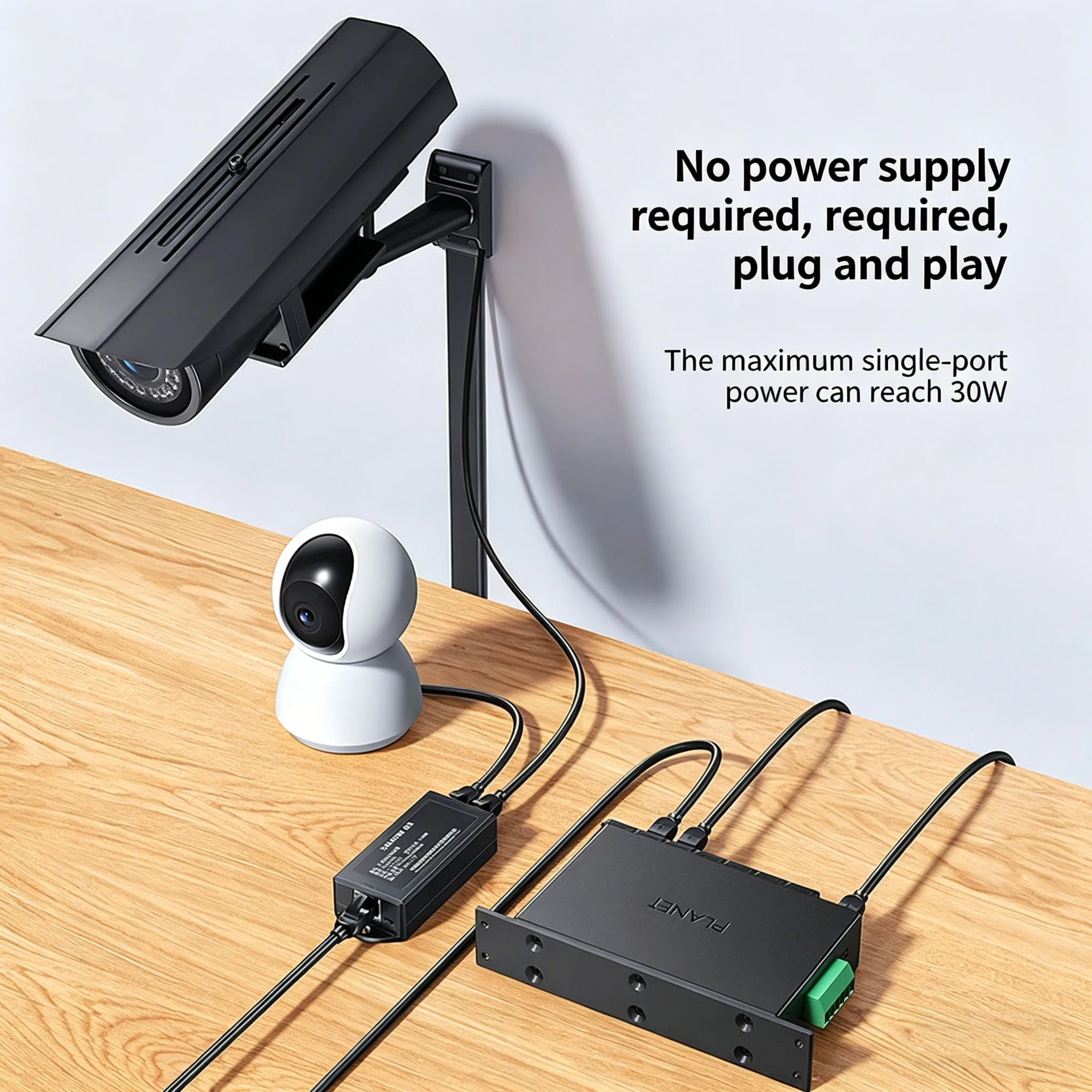 SAMZHE 2 Port POE Extender, IEEE Standard POE Booster 100/1000Mbps Ethernet Extender for Network Surveillance Camer 200 Meters