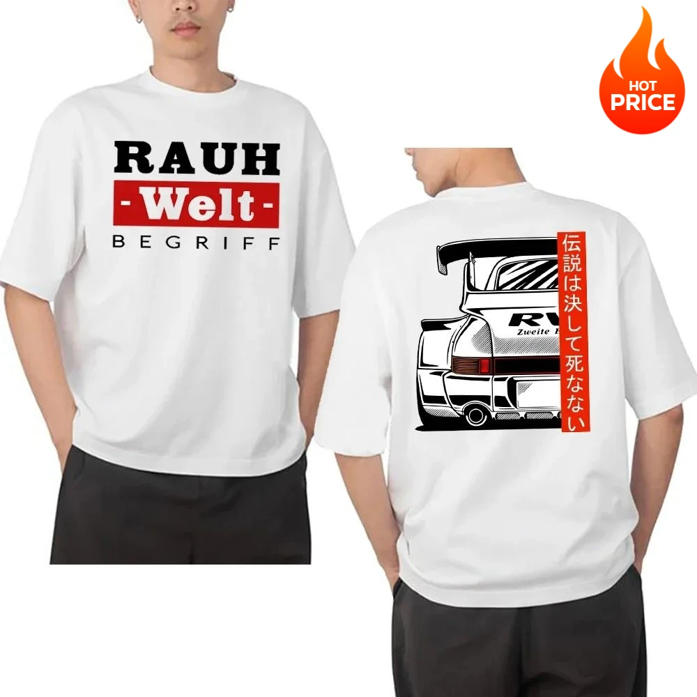 

New Back Retro Turbo RWB 993 Tshirt Men Short Sleeve Bold Letter Print Street Boy Casual Top Drive Sport Car Fashion White Tees