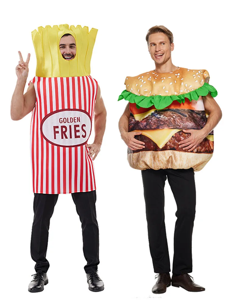 loween Burger French Fries Costume Adult Funny Food Par Stage Performance Beef Burger King National Costume Polyester