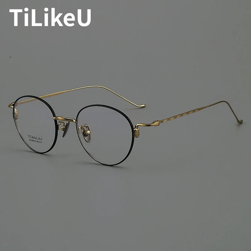 Japanese Round Pure Titanium Optical Glasses Frame Brand Retro Men Oval Eyeglasses Ultralight Women Optical Myopia Glasses Frame