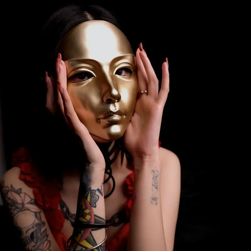 

Women's Full Face Sexy Adult Performance Golden White Dance Chinese Style Halloween Mask Interesting for Men and Women Cosplay