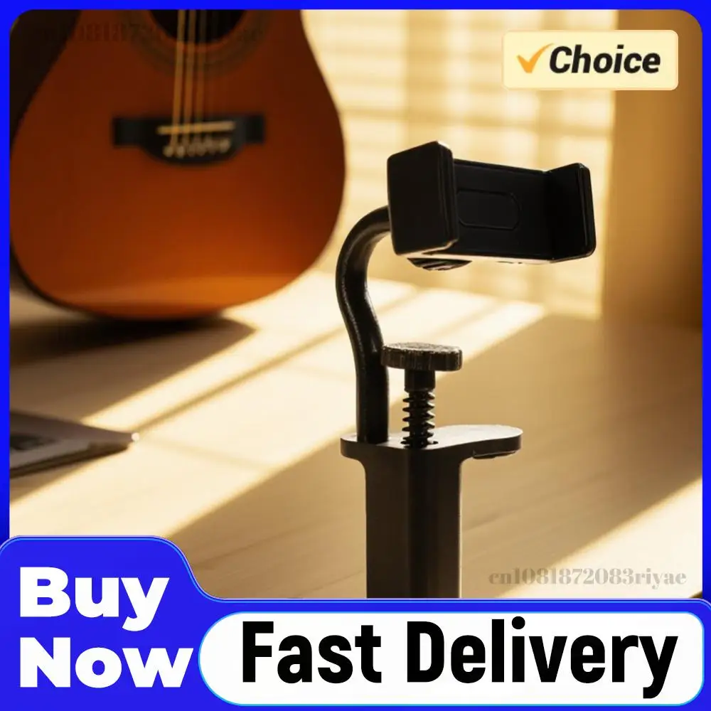 

Guitar Phone Holder Hands-Free Adjustable Phone Support Multi-Purpose Guitar Camera Clamp for Recording Video-Calling Streaming