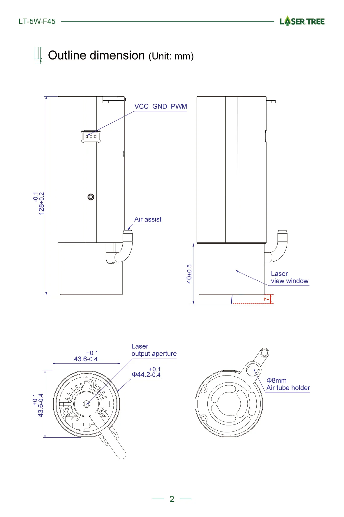 وحدة ليزر ليزر شجرة 5 وات (مع مساعدة هوائية) رأس ليزر أزرق بتركيز ثابت 450 نانومتر TTL متوافق مع احترافي مع CNC3018