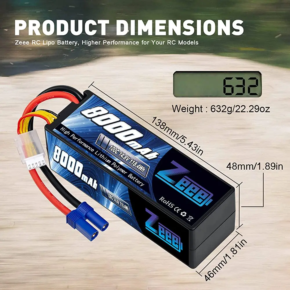 Zeee Lipo Battery 2S 3S 4S with T EC3 EC5 Connector Hardcase for RC Car Tank Boats Helicopter FPV Drones RC Model Hobby Parts