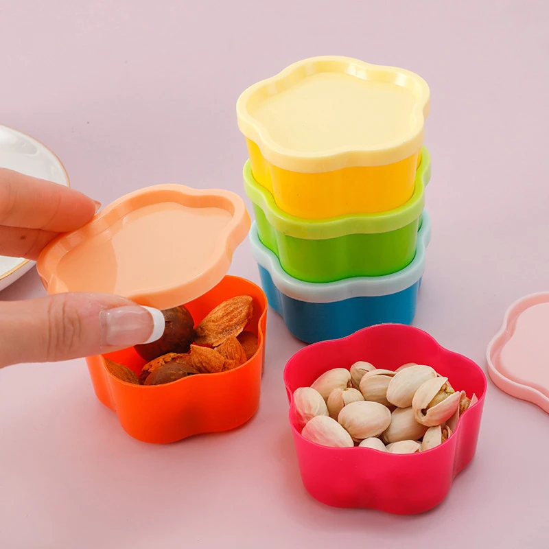 

5 Pcs Rainbow Colour Mini Kitchen Spice Storage Box Jam Box Candy Nut Snack Storage Box Desktop Storage Portable Food Container