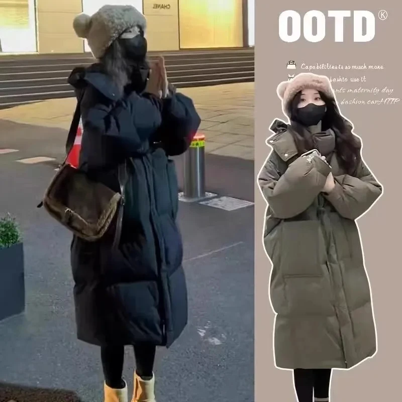

Короткая и толстая хлопковая куртка с капюшоном для женщин зимы 2025, новая корейская версия, свободная куртка, длинная хлопковая куртка