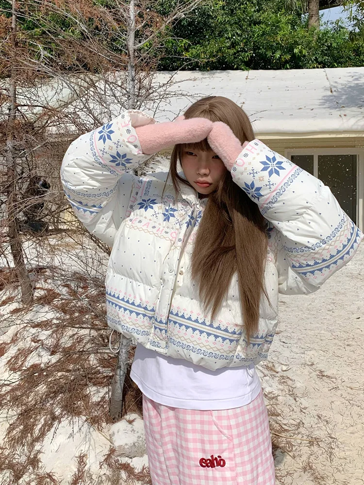 Outono inverno feminino geométrico peludo com capuz manga longa solto algodão acolchoado casaco senhora casual quente acolchoado curto outwear