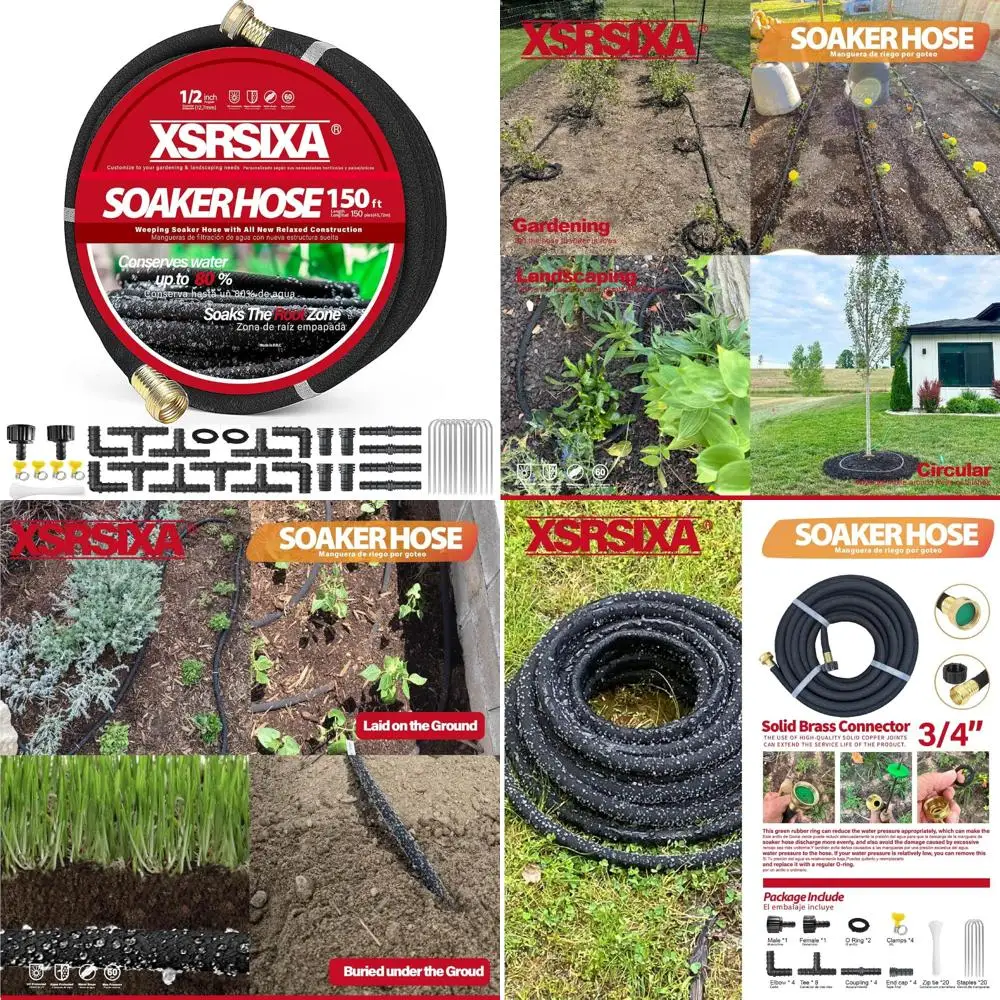 

Сверхмощный шланг для замачивания длиной 150 футов — сверхгибкая резина с усиленным сердечником, улучшенным растяжением и равномерным потоком воды для садоводства