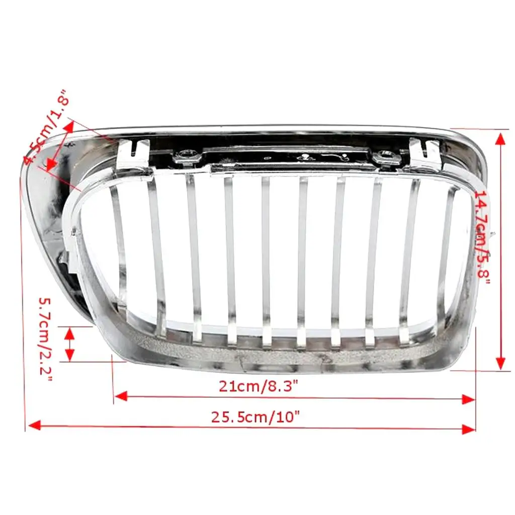 2 Pieces Silver Front Hood Grill Chrome Grille Mesh for BMW E46 M3 3 Series,Car Gloss Black Front Bumper Double Slat Line Grille