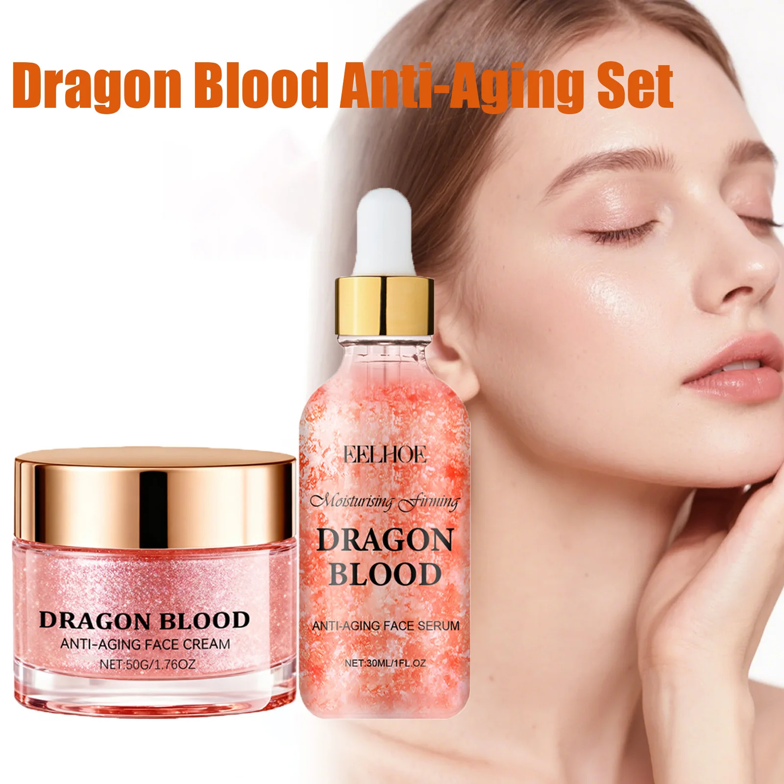 Juego antienvejecimiento de sangre de dragón, crema Facial hidratante y suero reafirmante, aclara las líneas finas, mejora la piel seca y áspera