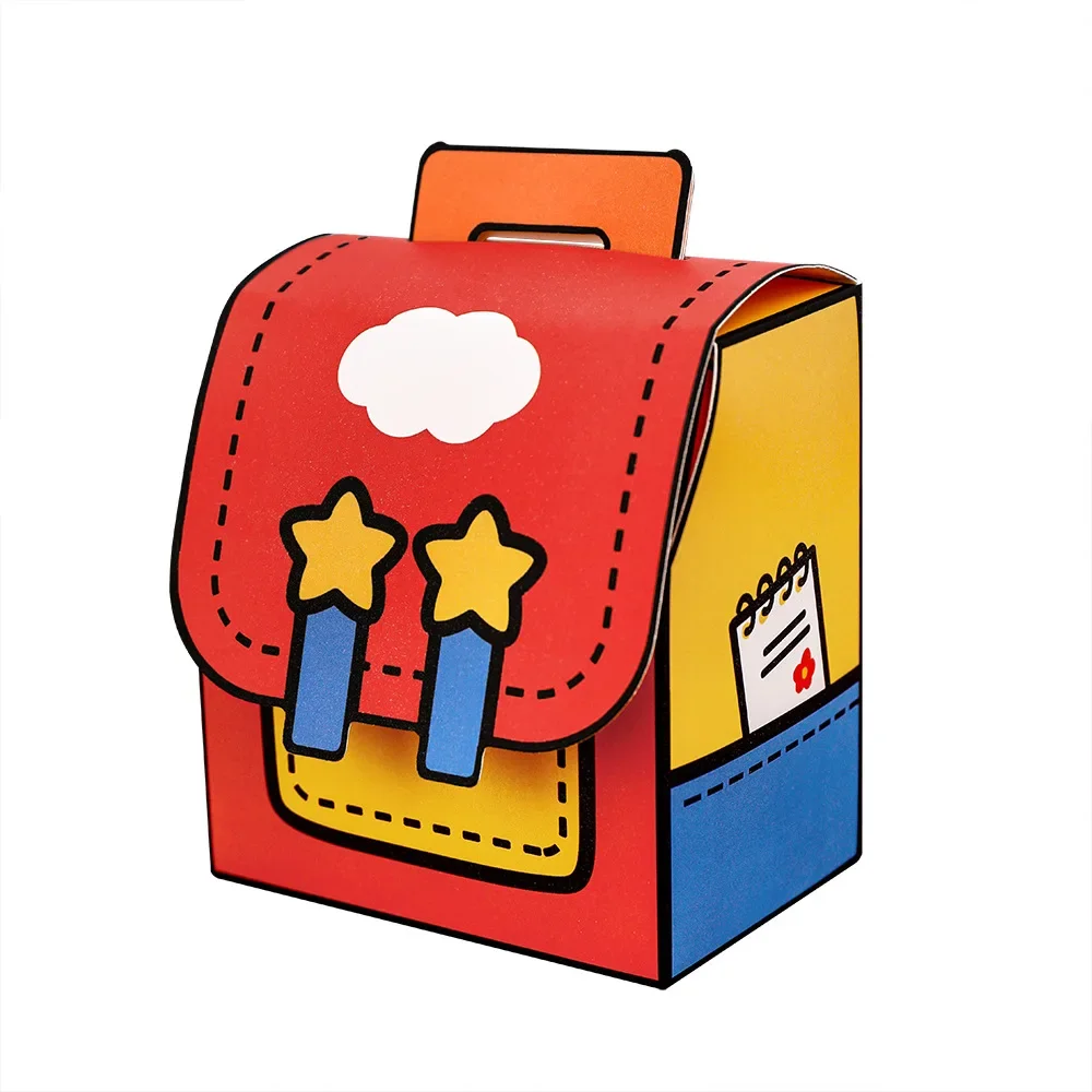 Cute Portable School Bag Candy Cookie Box Gift Packing Boxes for Kids