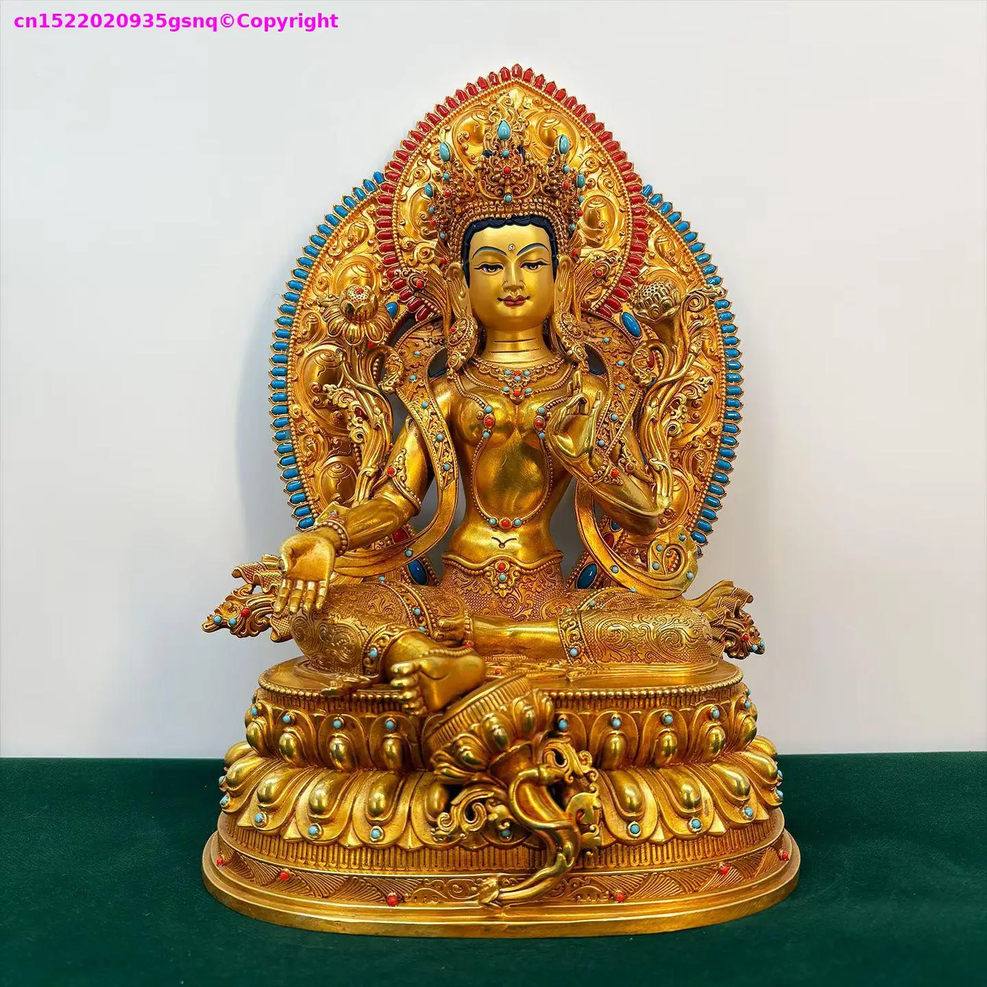 large Exquisite buddha statue TOP Copper figure of Buddha Nepal tibet tara Guru Guardian Buddhist monk sacrifices worship