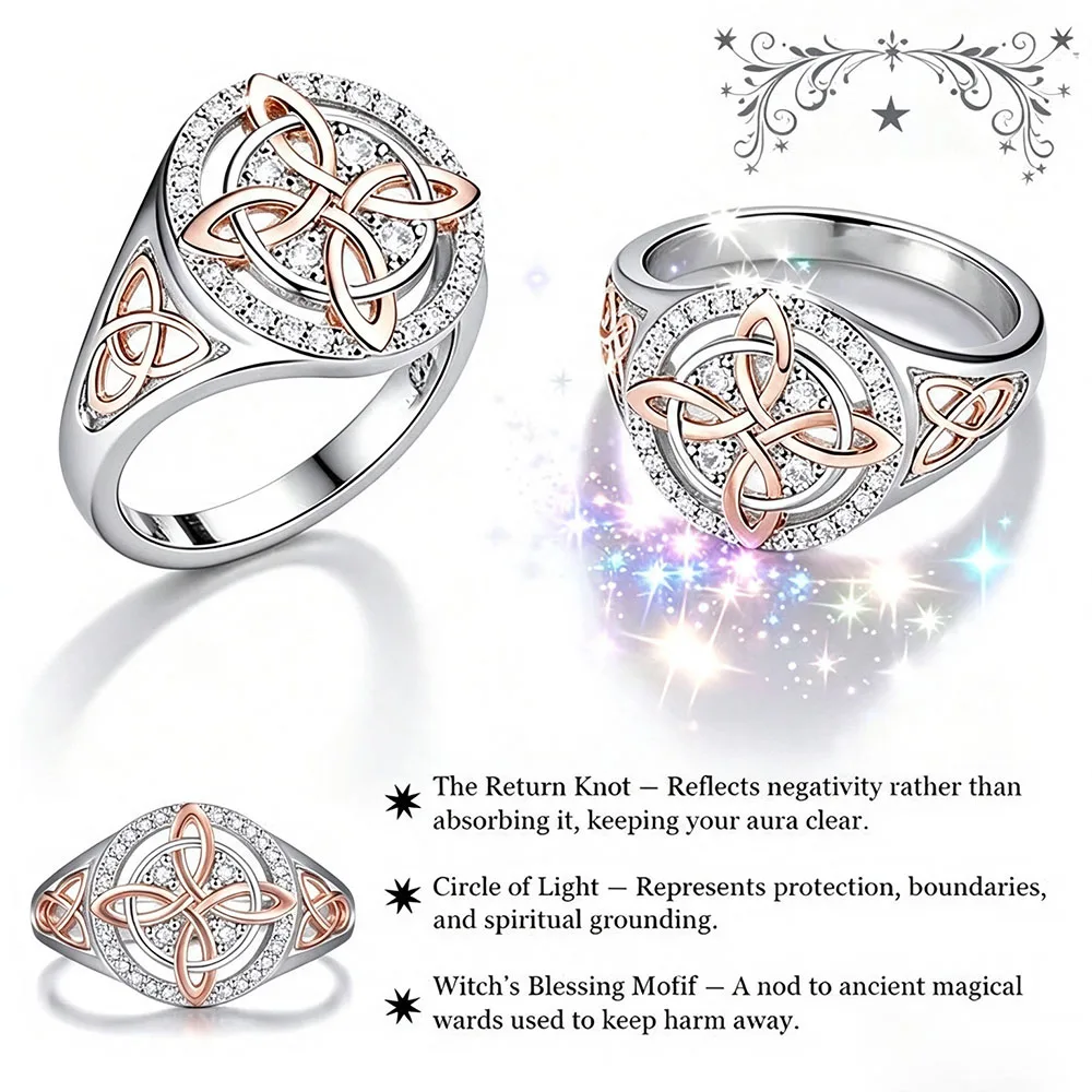 Witches Knot Ring Anillo Nudo de Bruja Plata Original Celtic Knot Jewelry Gifts for Women