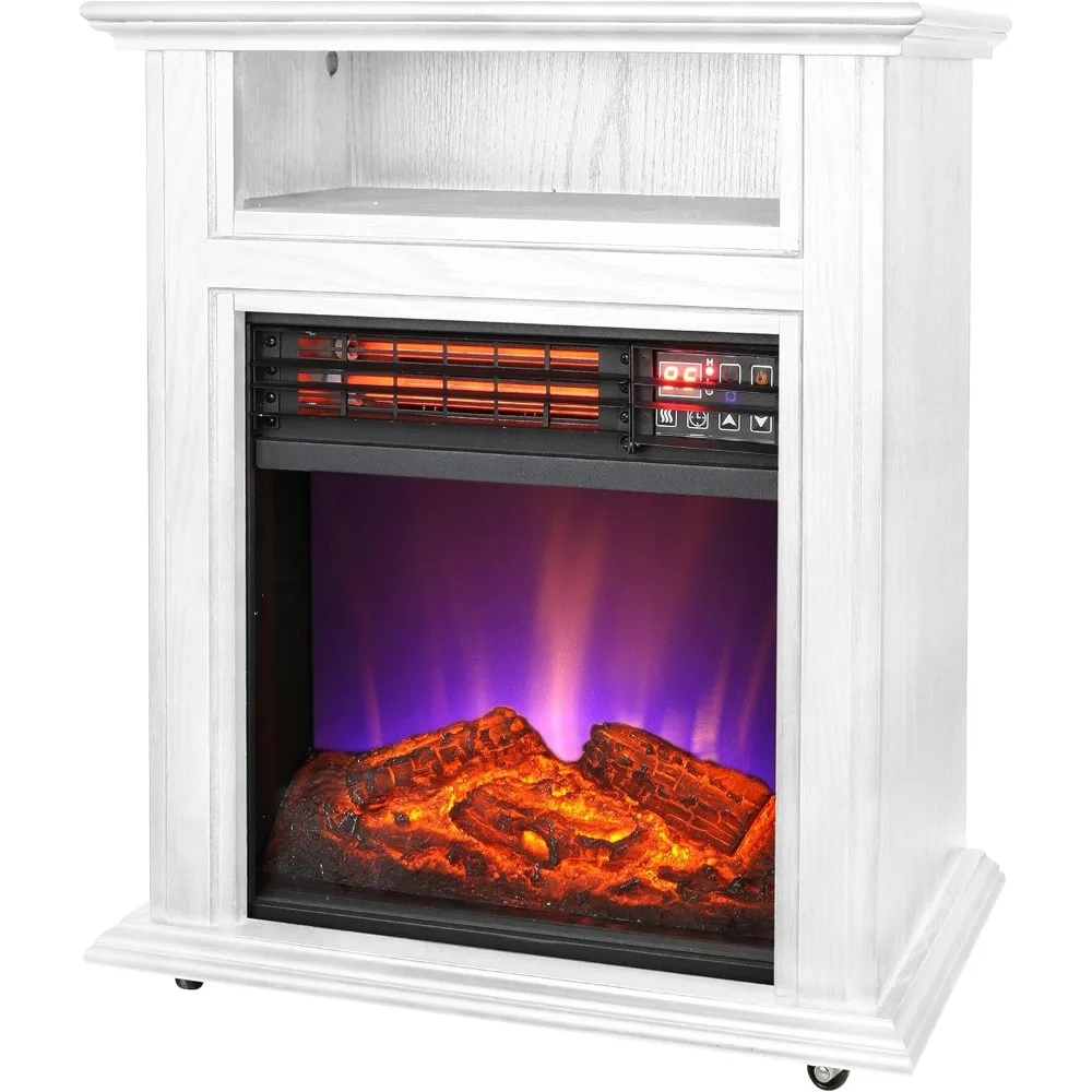 سخان مدفأة كوارتز كهربائي متنقل باللون الأبيض المتوهج مع 5,120 وحدة حرارية بريطانية، منطقة تسخين تصل إلى 1000 قدم مربع، جهاز تحكم عن بعد، الوقت #1