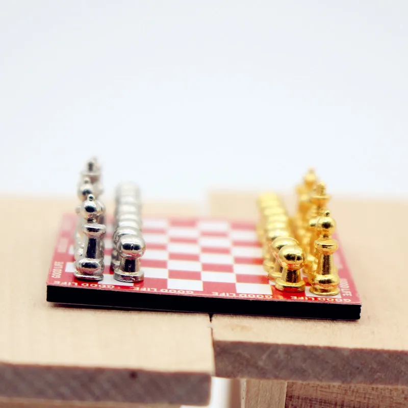 1set Dllhouse Mini Chess Red Table Chess Model Scale Food Play Figures Scene Miniature Desktop Decoration Doll Accessories view 5