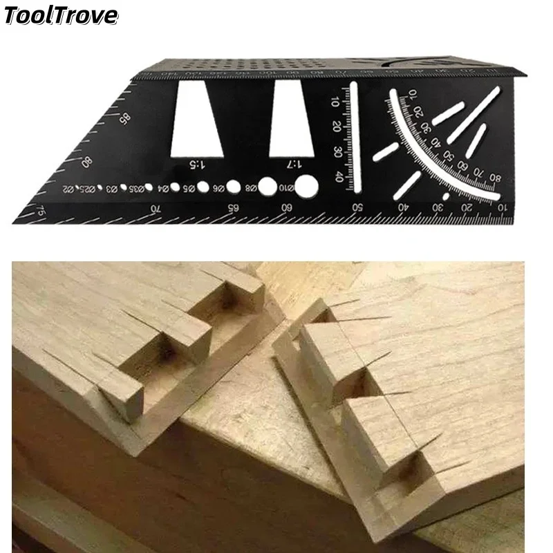 

Высокоточная многофункциональная деревообрабатывающая чертилка из алюминиевого сплава — 90 ° /45 ° Треугольная линейка, утолщенная шкала высокой точности
