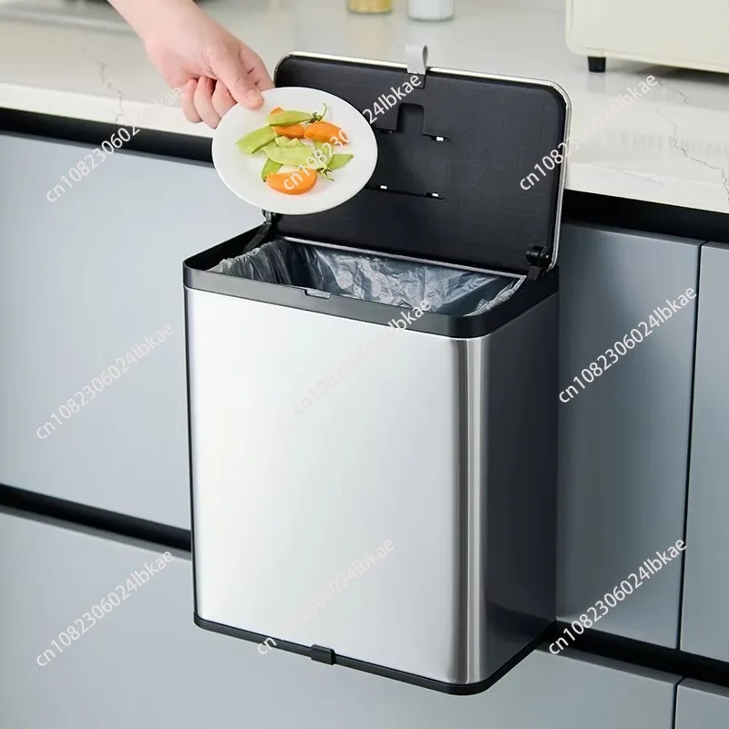 3L 8L stainless steel wall-mounted trash can bathroom waterproof trash can with lid kitchen household