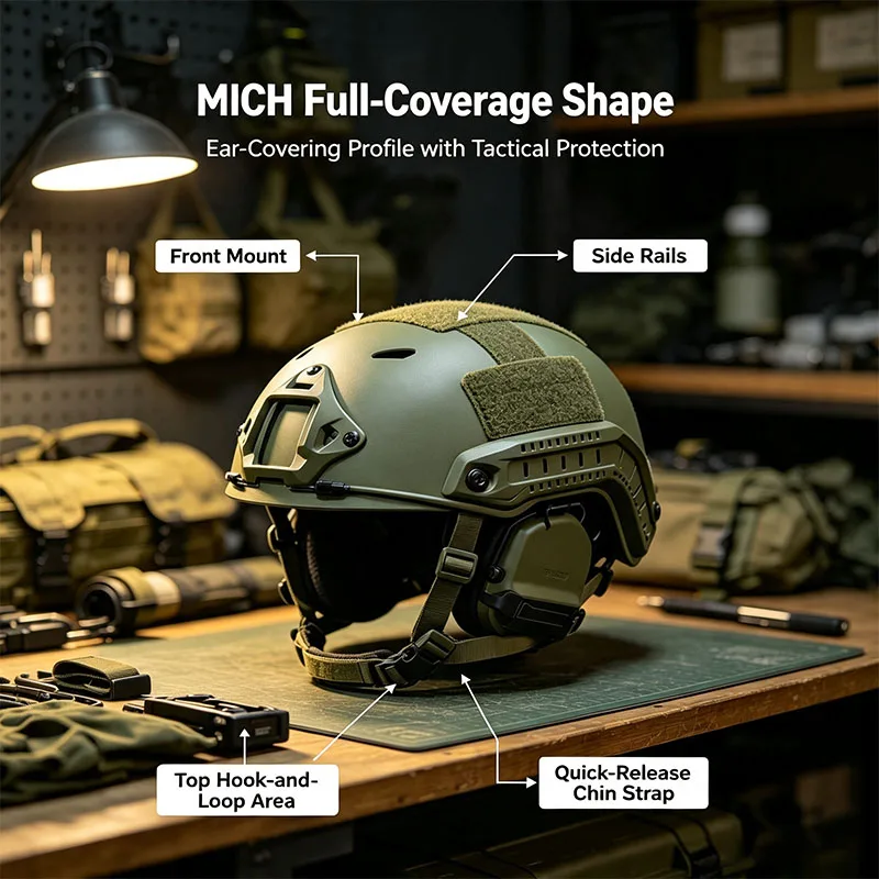 MICH Style PE Protective Helmet With Wendy Suspension Liner Lightweight Adjustable For Outdoor Sports Cycling