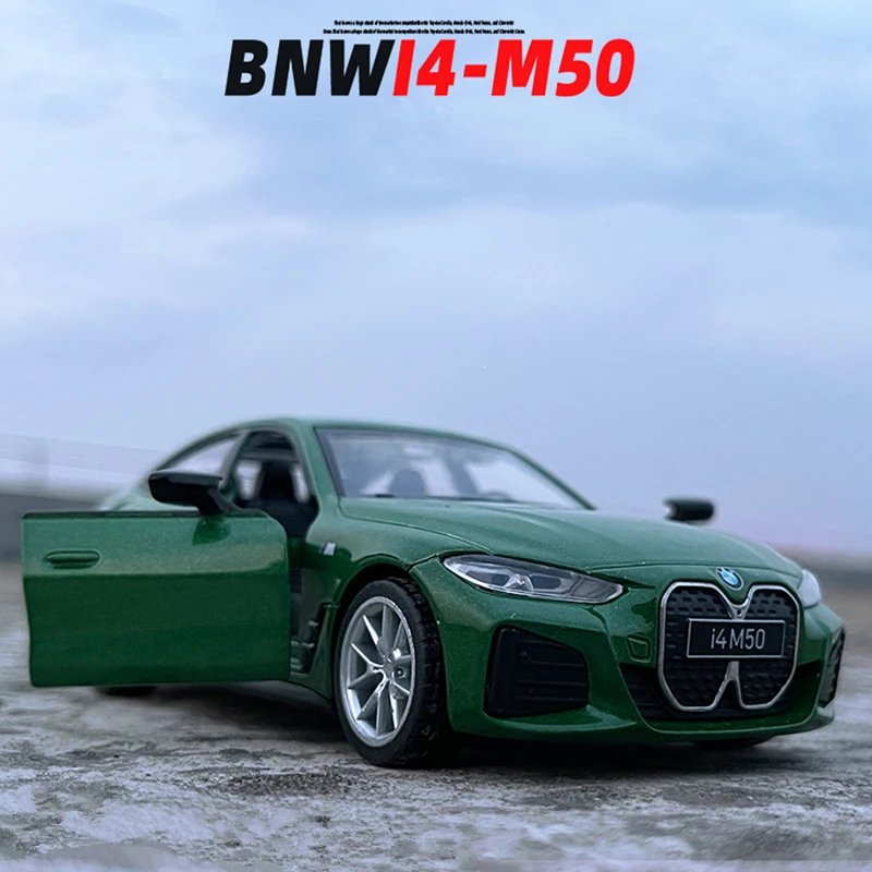 1:34 BMW I4 M50 Alloy New Energy Car Model Diecasts Metal Toy Vehicles Car Model Simulation Sound and Light Childrens Toys Gifts