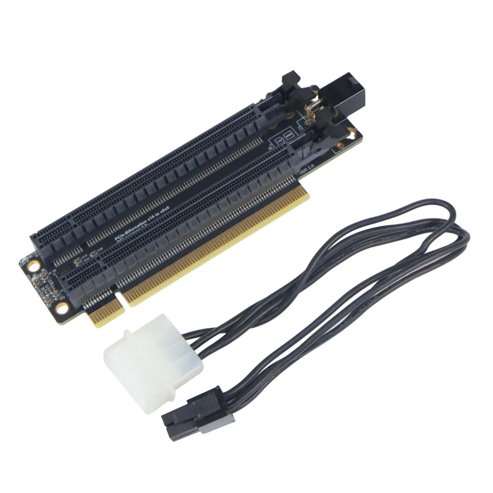 PCI-E 4.0 X16 1 to 2 Expansion Card Gen4 Split Card PCIe-Bifurcation X16 to X8X8 with 20mm Spaced Slots CPU4P(4 Pin