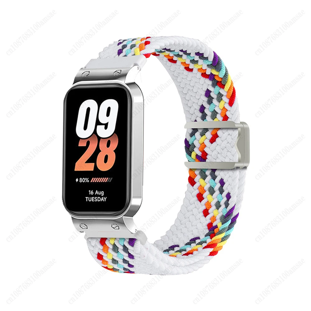 Metal shell + Magnetic Nylon Loop Bracelet For Xiaomi Mi Band9 Active Strap Replacement Correa For Redmi Band 3 Smart Wristband